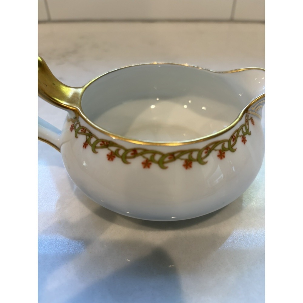 Haviland Schleiger 101 Green And Red Floral Scroll Creamer